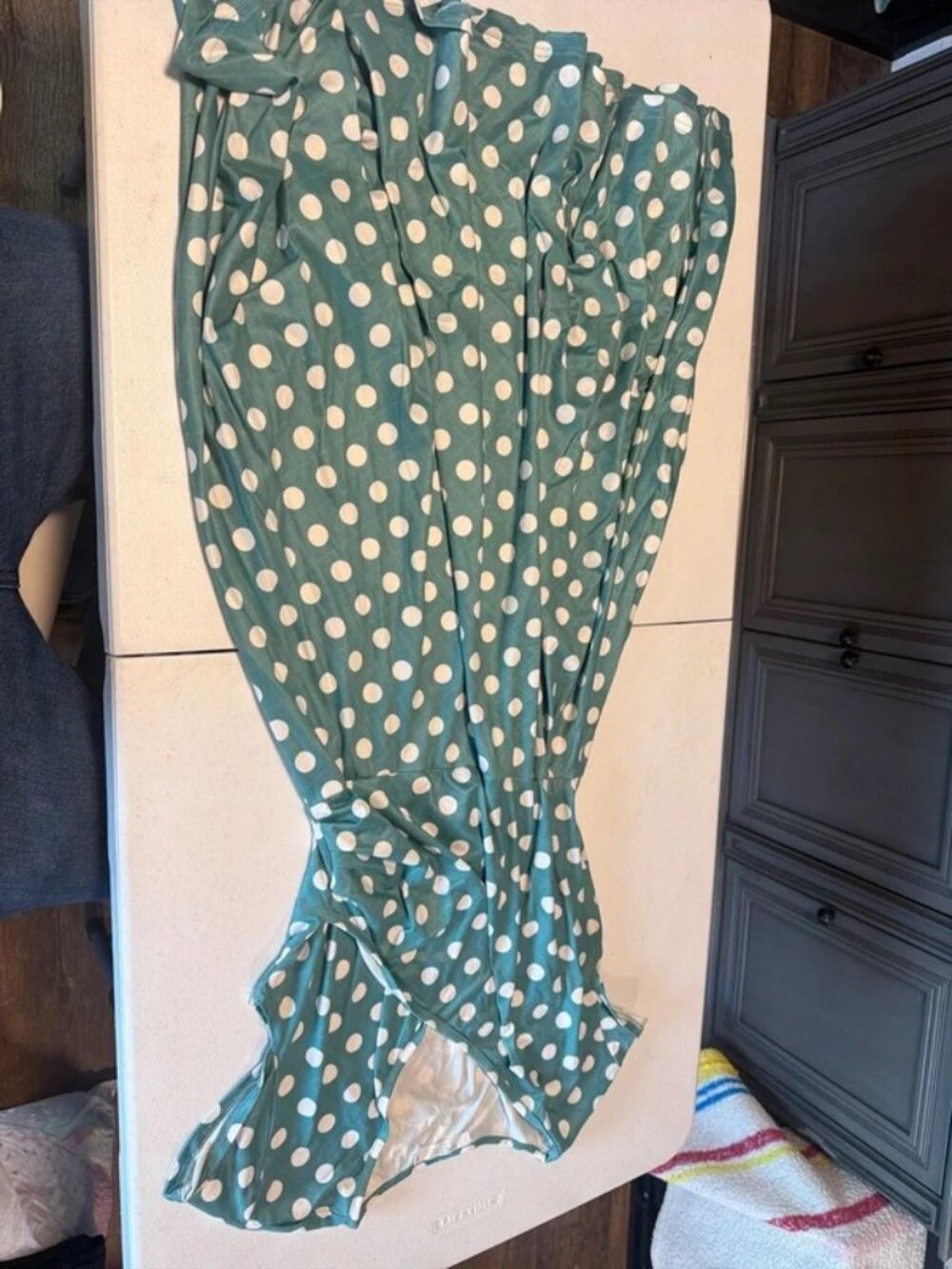 Teal polka dotted dress